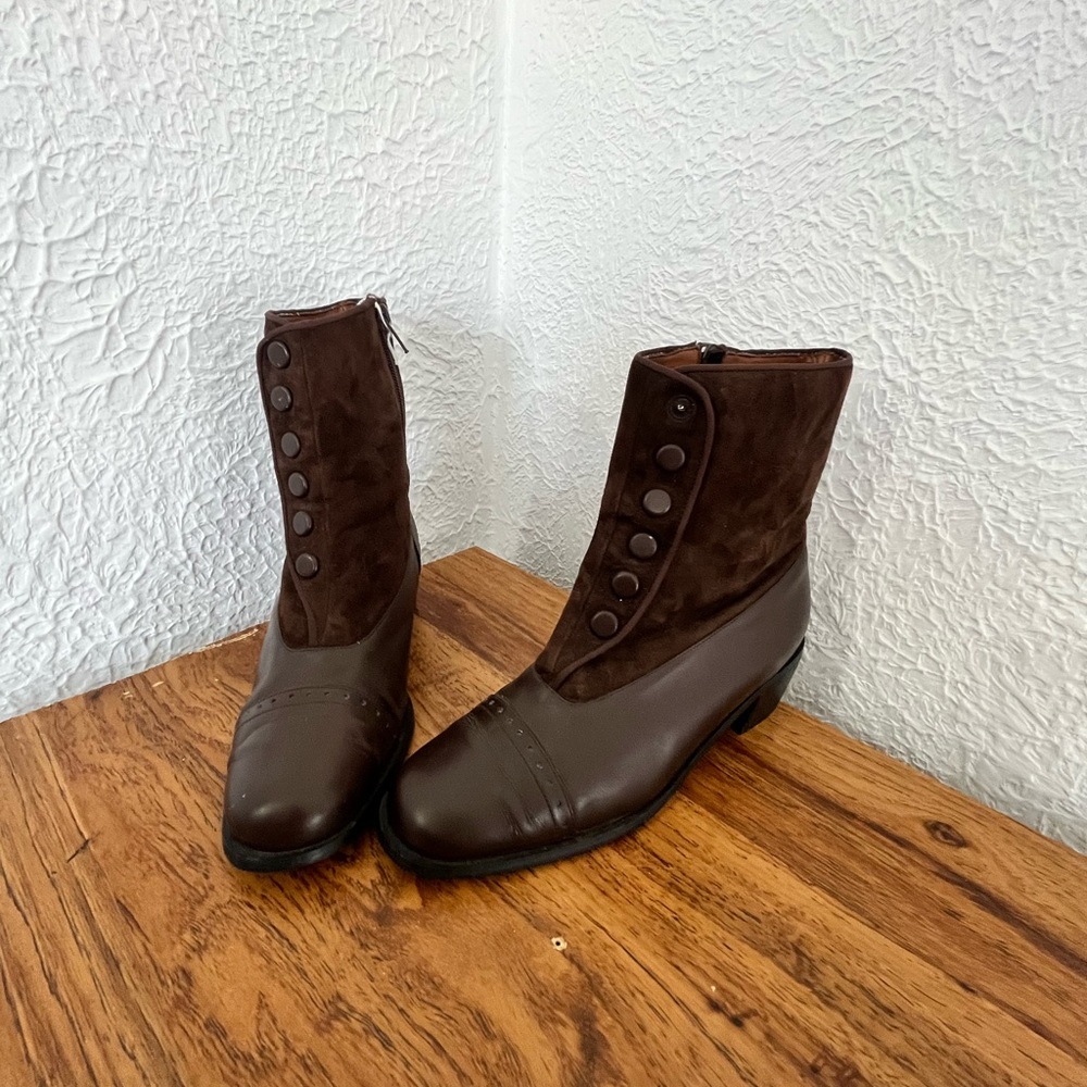 Brown Button-Up Ankle Boots